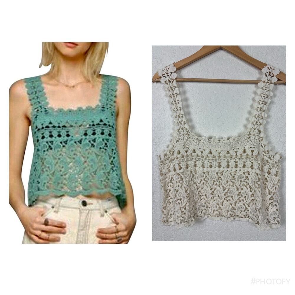 Staring At Stars Crochet Lace Women’s Top Sz Medium Boho Festival Cottagecore